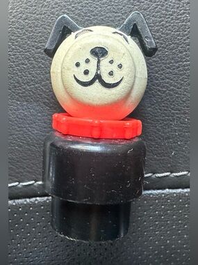 Vintage Fisher-Price Little People dog Lucky Dog Black and White Red Collar